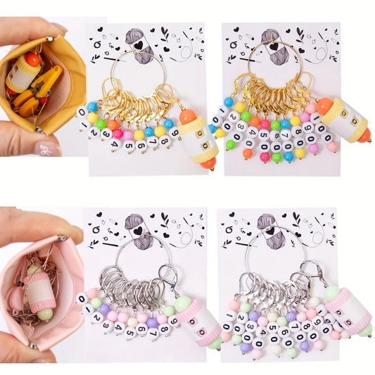 20 Pcs Number 0-100 Acrylic Beads Stitch Markers, Round Number Bead Crochet Knitting Stitch Marker Peaceful Pleasures Health and Wellness