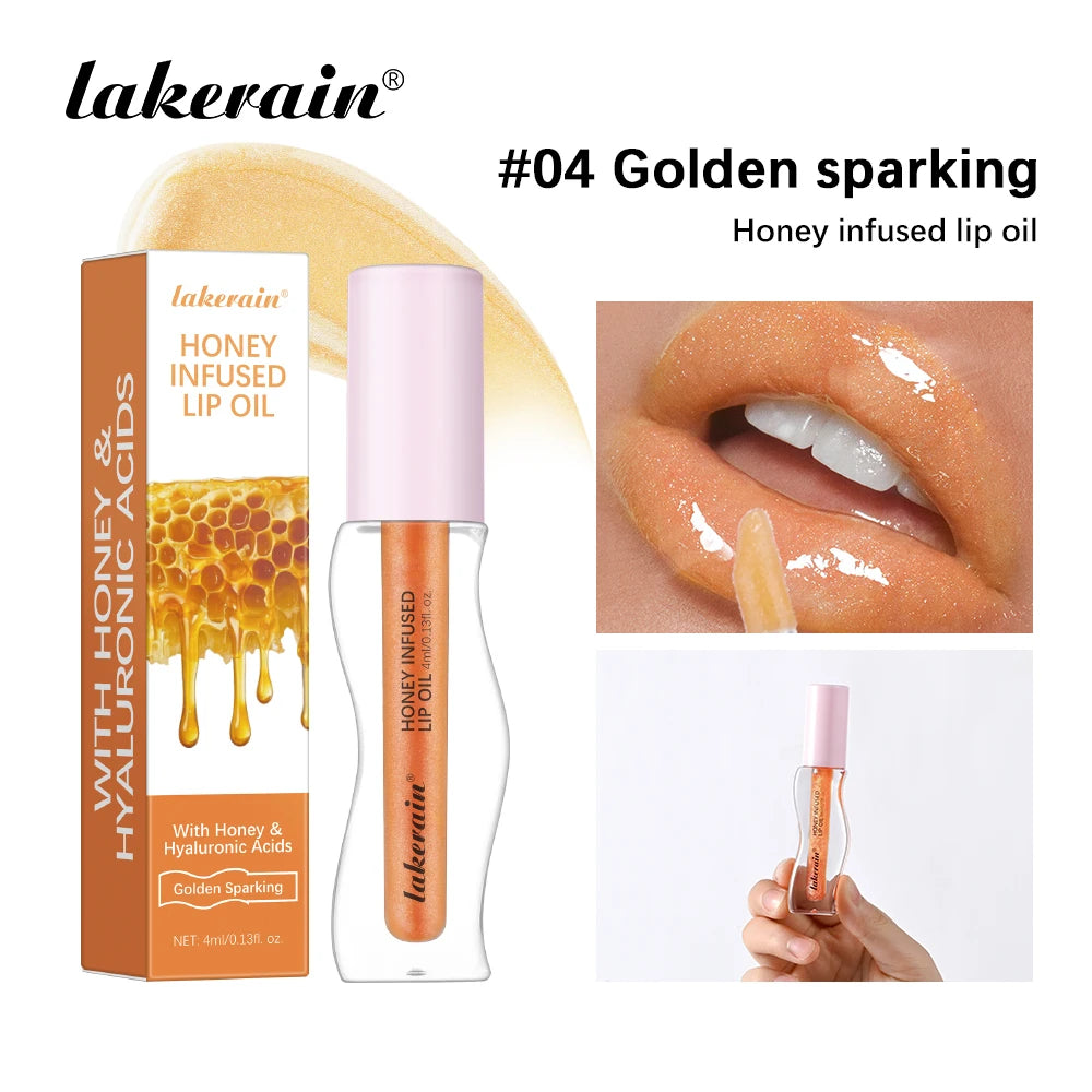 Crystal Fruit Honey Essence Lip Oil Sexy Plump Lip Jelly Strawberry Tinted Lip Liquid Waterproof Moisturize Oil Lipgloss Makeup Peaceful Pleasures Health and Wellness 04 GOLDEN SPARKING