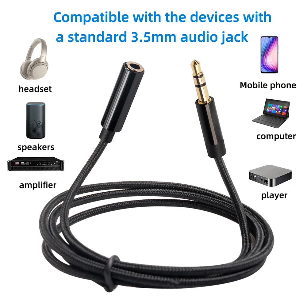 3.5mm Male to Female Audio Extension Cable – Aux Adapter