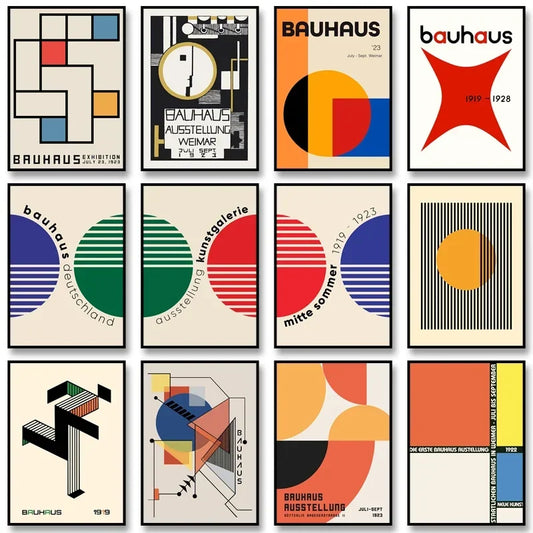 Bauhaus Exhibition Poster Minimalist Vintage Canvas Wall Art Canvas Wall Art Print Peaceful Pleasures Health and Wellness