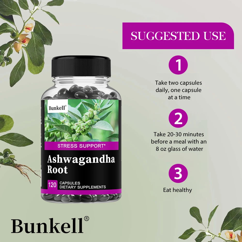 Ashwagandha Capsules 350mg - Stress Relief, Mood & Sleep Support, Energy, Focus, Muscle Strength, Non-GMO, Organic Root Extract Peaceful Pleasures Health and Wellness