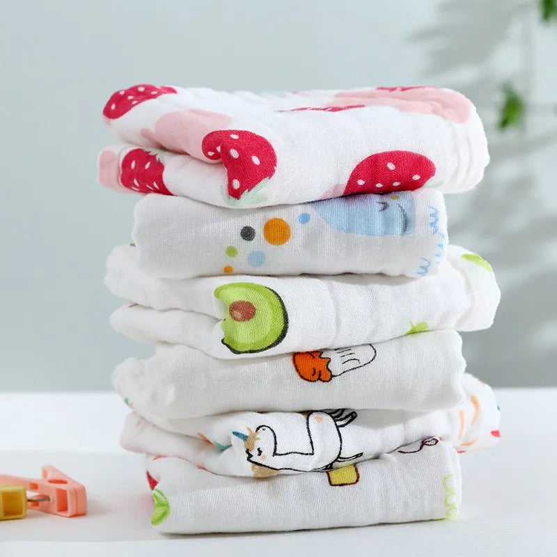 Baby 6-Layer Gauze Cotton Face Towel | Cartoon Handkerchief