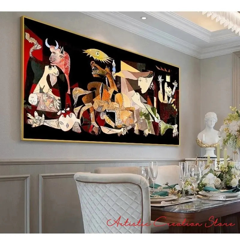 Abstract Wall Art Picture Picasso Famous Painting 《Guernica》Posters Canvas Painting for Modern Living Room Home Office Decor Peaceful Pleasures Health and Wellness