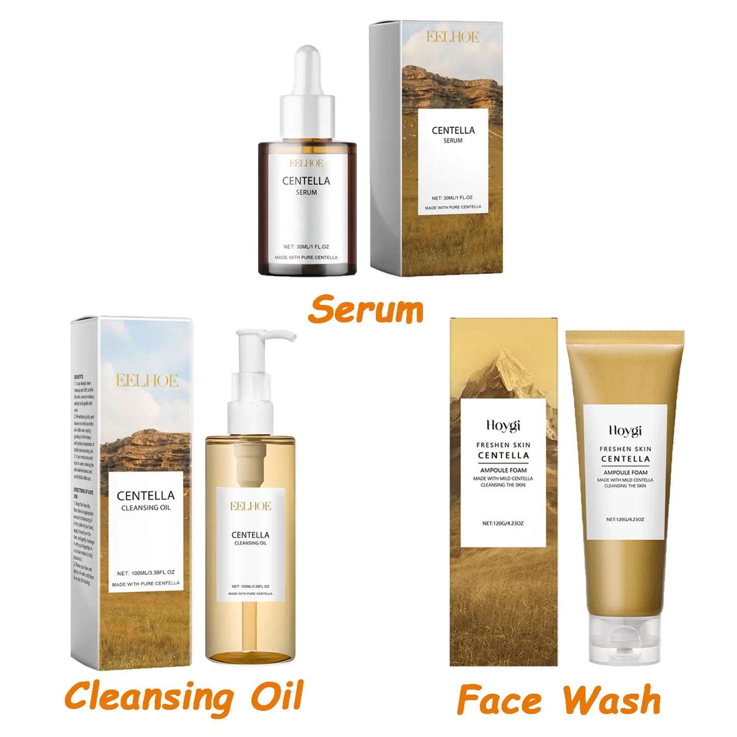 Centella Asiatica Skincare Set – Serum, Face Wash & Cleansing Oil