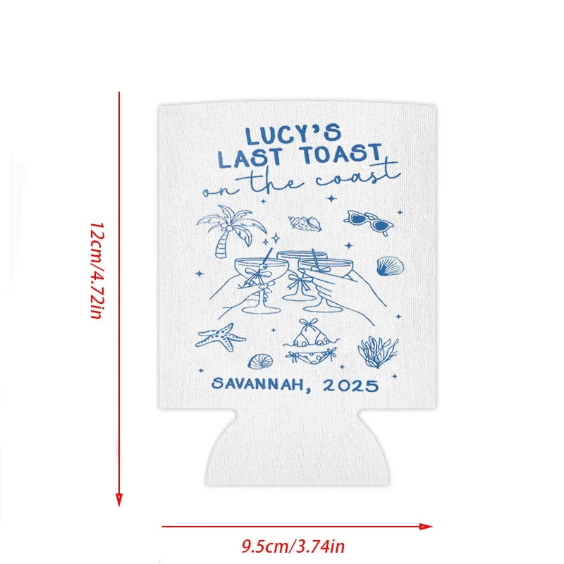 Last Toast on The Coast Bachelorette Can Coolers – 10pcs Bachelorette Party Favors Peaceful Pleasures Health and Wellness