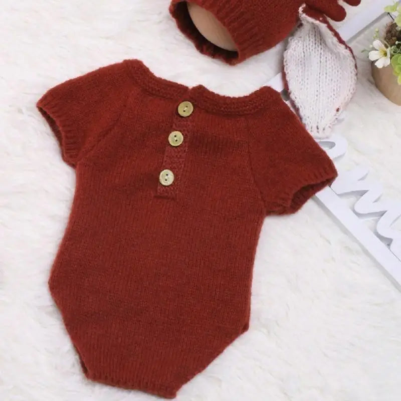 Newborn Baby Antler Hat & Romper Photography Costume Set