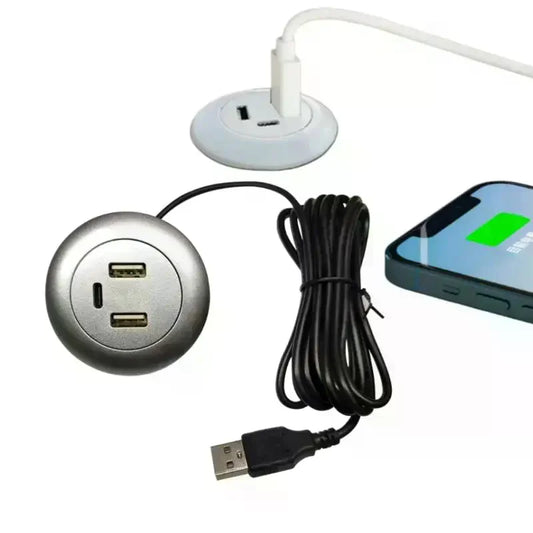 3-in-1 Embedded USB Hub – USB-A & USB-C Desktop Charger Embedded USB Charging Hub Oasis Select
