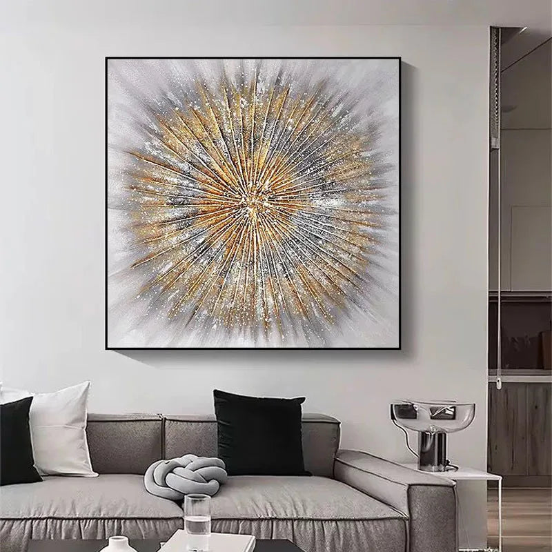 Pure Hand Drawn Oil Painting, Trendy Gold Line Texture, Living Room, Dining Room, Corridor, Sofa Background, Decoration Painting Peaceful Pleasures Health and Wellness no frame High70cmx90cm