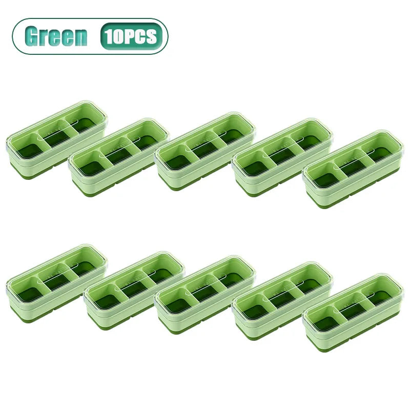 3-Compartment Silicone Ice Cube Tray with Lid – BPA Free