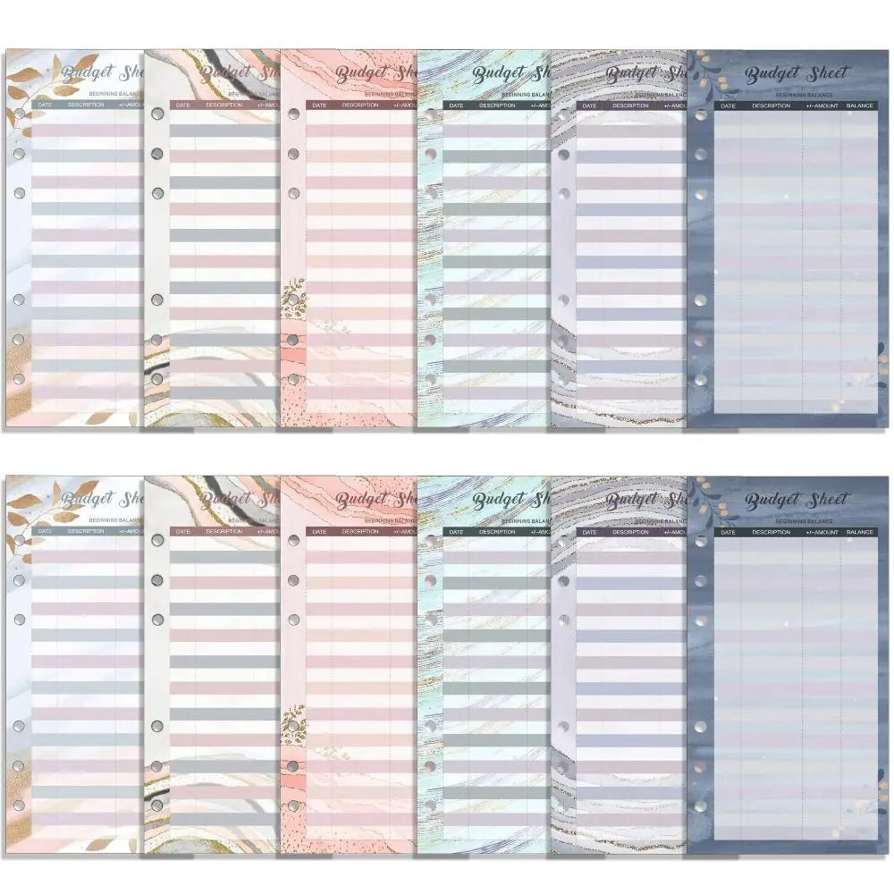 12Sheets A6 Loose Leaf Refill Budget Paper Flower Fruit Pattern Expense Tracker Refill Binder Paper Budget Binder Paper Refill Peaceful Pleasures Health and Wellness Style A