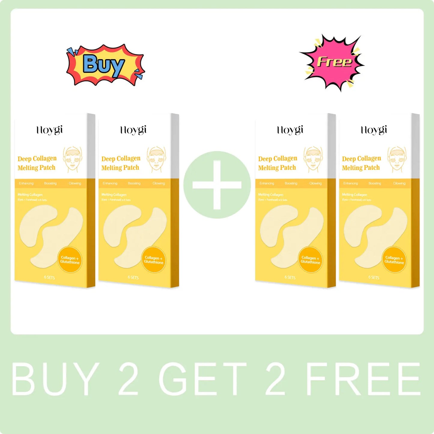 HOYGI Collagen Protein Patche Film Water Soluble Soluble Absorbable for Forehead Eye Area Moisturizing Essence Patch Face Care Peaceful Pleasures Health and Wellness Buy 2 Get 2 Free