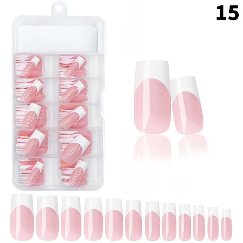 120pcs/box Nude Pink Matte French Press On Nails 12sizes Extra Long Square Full Cover Soft Gel False Nail Tips Nail Extension Peaceful Pleasures Health and Wellness BFSZF L