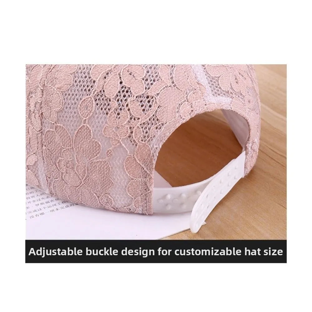 Floral Lace Baseball Cap – Breathable Mesh Sun Hat for Women