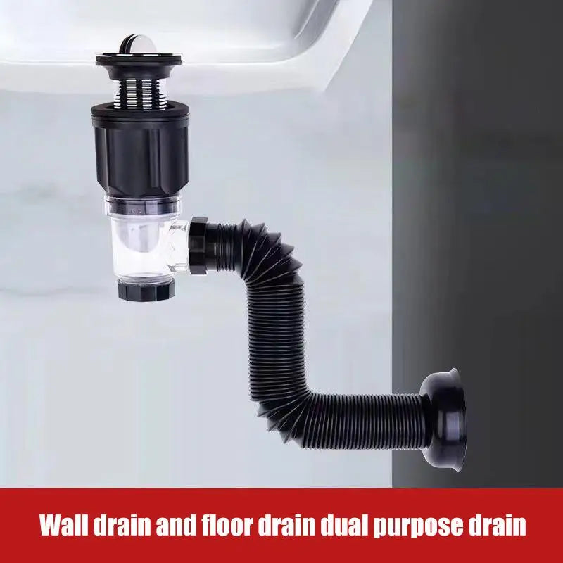 Anti Odor Drainage Pipe Universal Flip Stainless Steel Washbasin Washbasin Sink Wall Drainage Pipe Kitchen Bathroom Accessories Peaceful Pleasures Health and Wellness