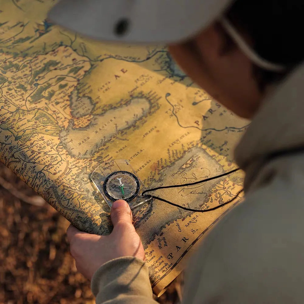 2-in-1 Outdoor Compass & Map Ruler – Acrylic Hiking Navigator