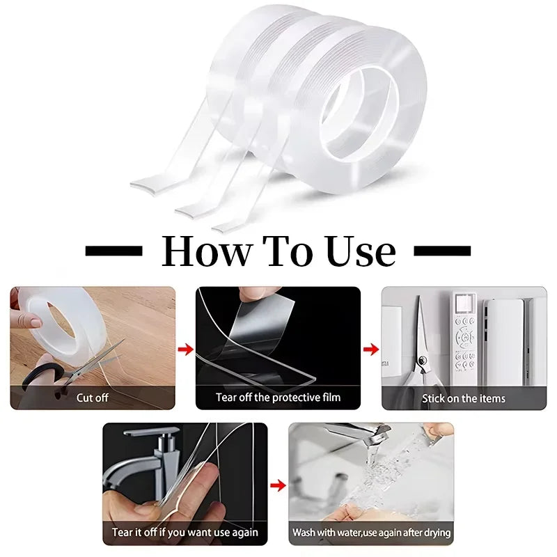 Strong Transparent Nano Tape – Waterproof & Reusable