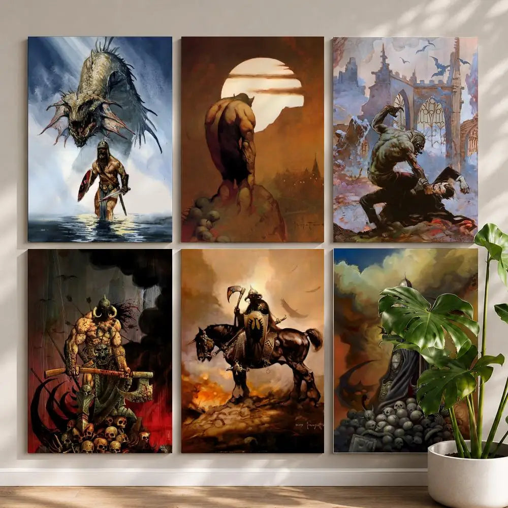Frank Frazetta HD Poster – Self-Adhesive Waterproof Wall Art Wall Art Poster Peaceful Pleasures Health and Wellness