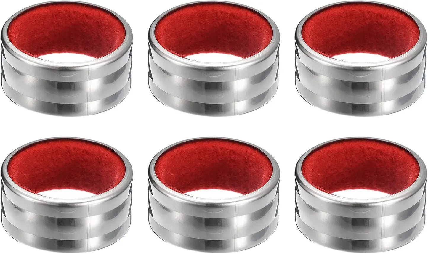 Stainless Steel Wine Bottle Collars Classy Wine Collar Drip Rings Simple and Durable Wine Drop Stoppers with Velvet Felt Inside Peaceful Pleasures Health and Wellness 6PCS Red