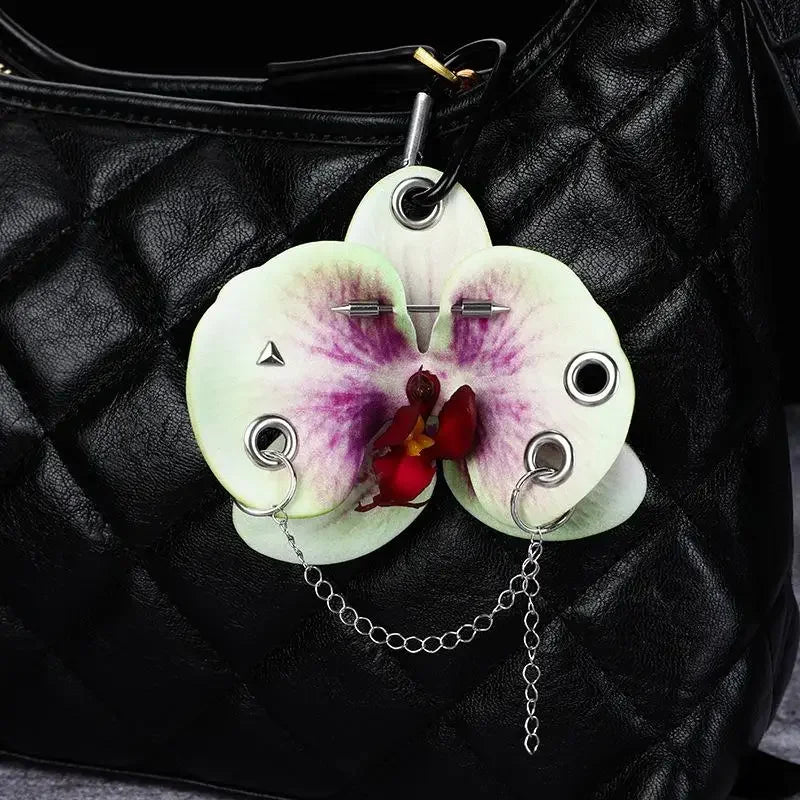 Phalaenopsis Flower Keychain – Floral Backpack Charm Gift