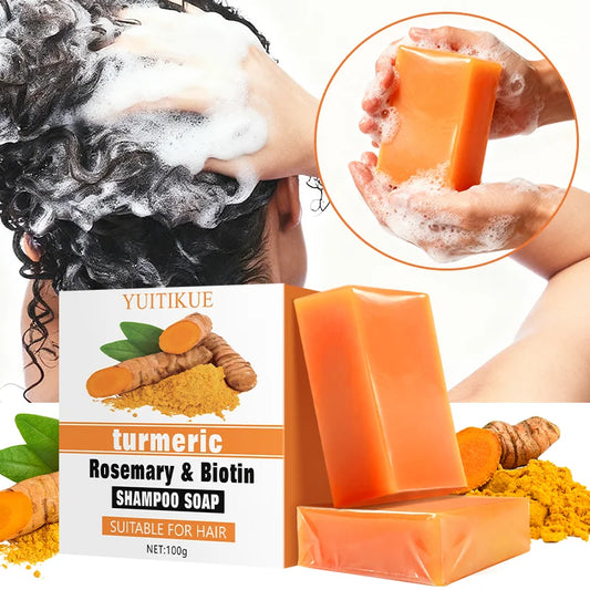 YUITIKUE Turmeric Rosemary Shampoo Soap - Rich Lather, Deep Cleans & Moisturizes, Volumizing for All Hair Types, 100g Peaceful Pleasures Health and Wellness Default Title