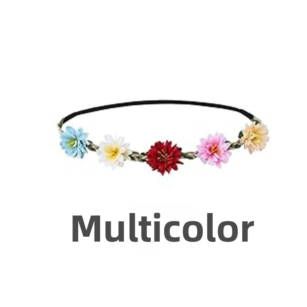 Pink Rose Floral Crown – Boho Adjustable Ribbon Headpiece