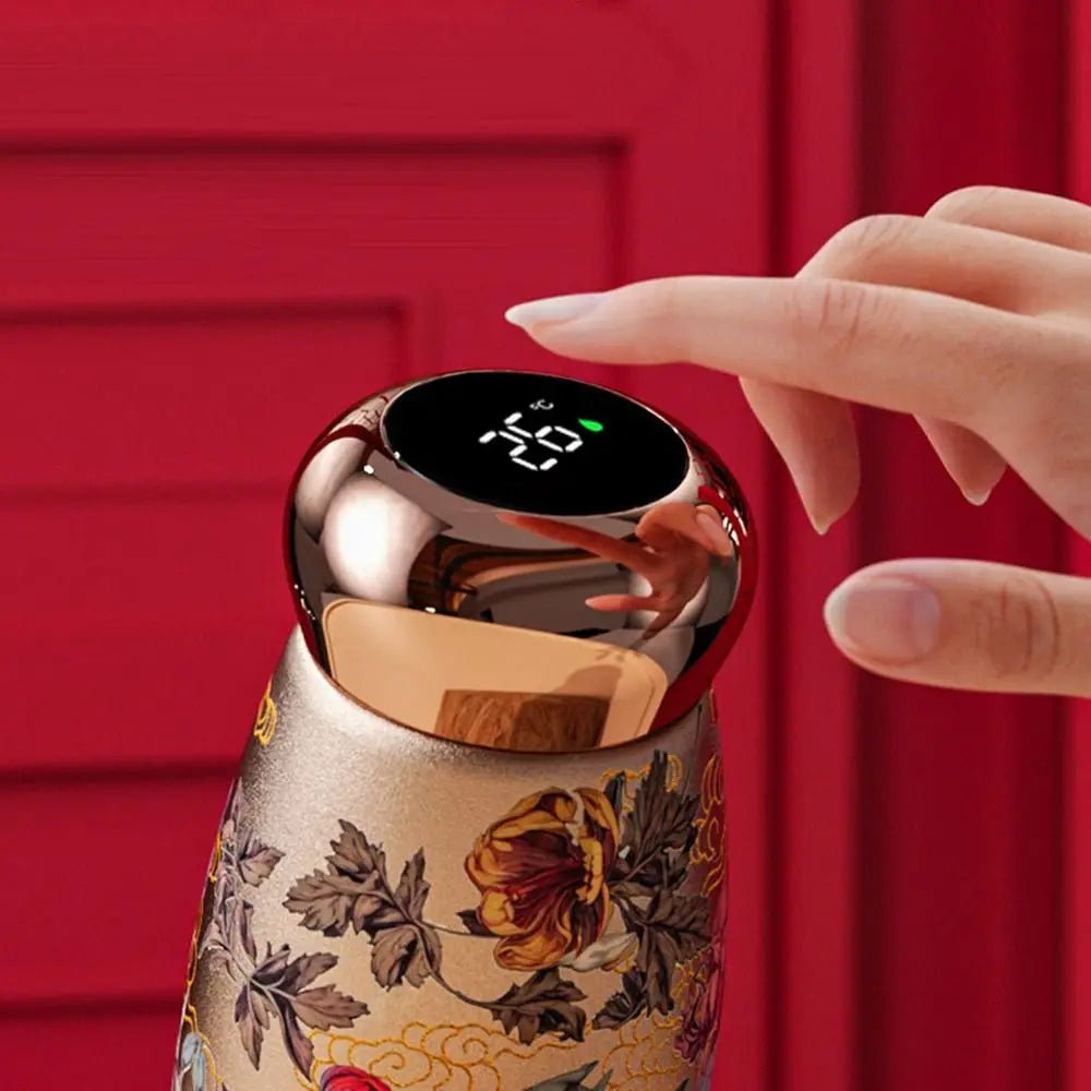 304 Stainless Steel Insulated Cup 230ml Chinese Style Thermal Water Bottle Leak-Proof Temperature Display Coffee Mug Peaceful Pleasures Health and Wellness