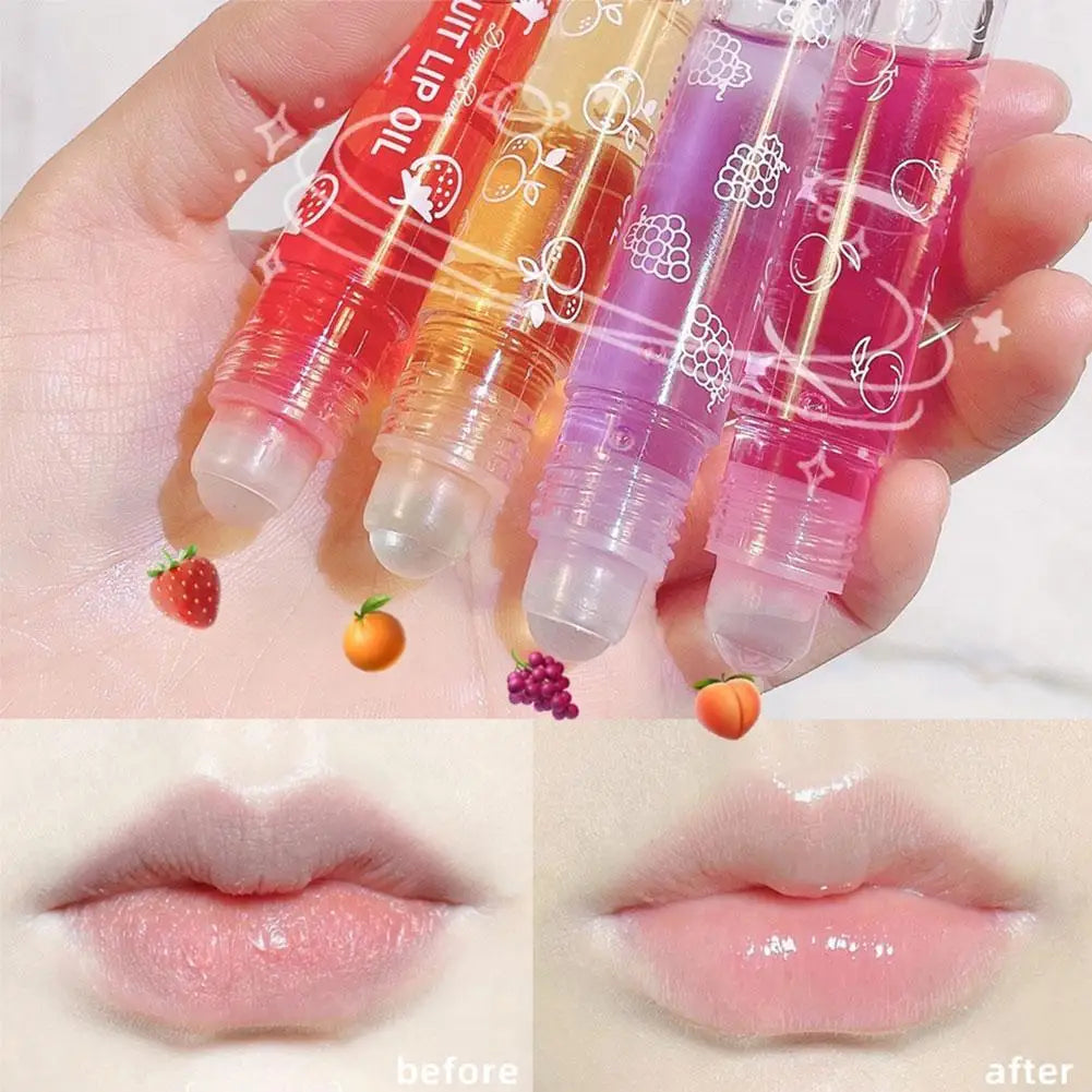 6 Colors Roll-on Fruit Essence Lip Balm LIP Gloss Fruity Lip Oil Gloss Moisturizing Lip Balm Transparent Lip Oil Mirror Randomly Peaceful Pleasures Health and Wellness