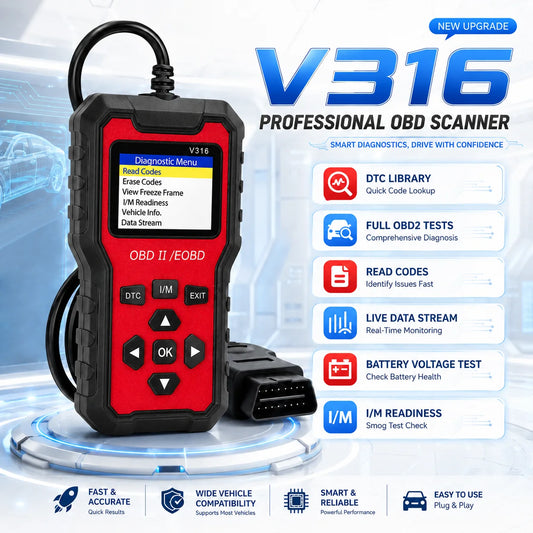 V316 OBD2 Scanner – Car Code Reader & Battery Voltage Tester Peaceful Pleasures Health and Wellness Default Title