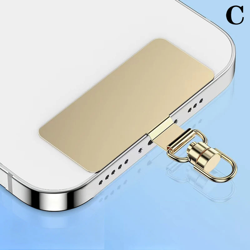Steel Phone Lanyard Gasket Patch Anti-lost Anti Fall Mobile Phone Rope Card Metal Clip Strap Hang Cord Tab Accessories Peaceful Pleasures Health and Wellness C Gold