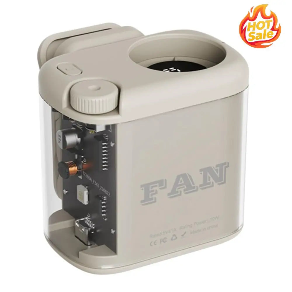 Wearable Waist Fan 100 Speeds 1800mAh Battery LED Light