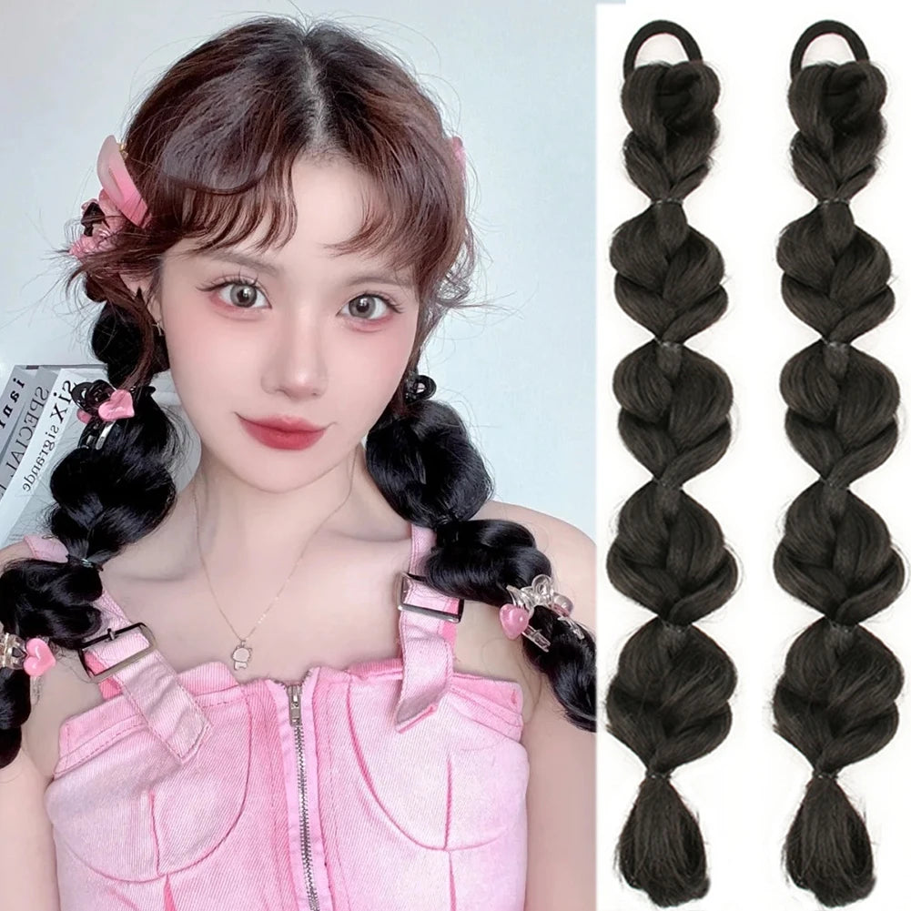 Synthetic Bubble Braid Ponytail Extension | Heat-Resistant Wig