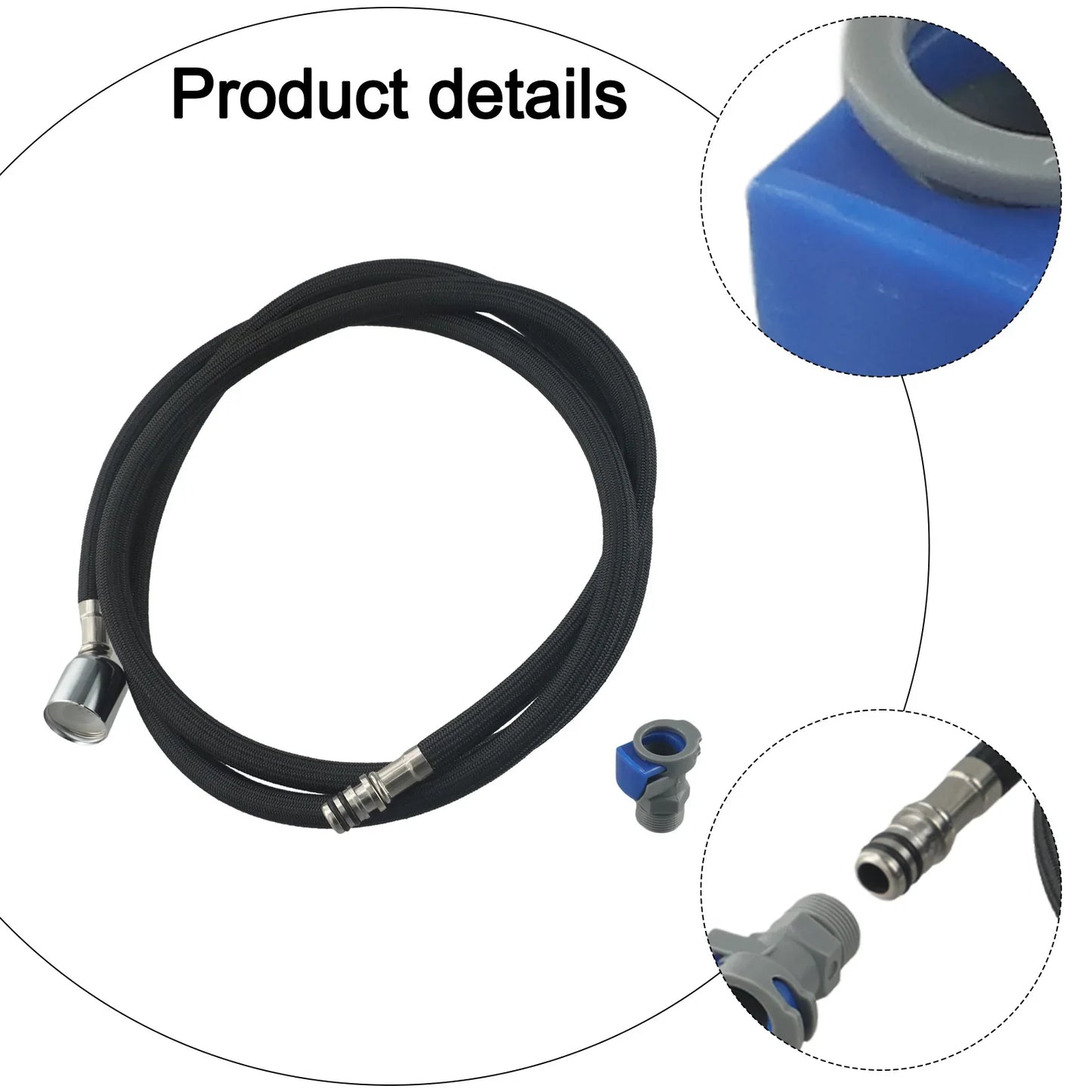 1.5m Braided Nylon Kitchen Faucet Hose 360° Pull-Out + Adapter
