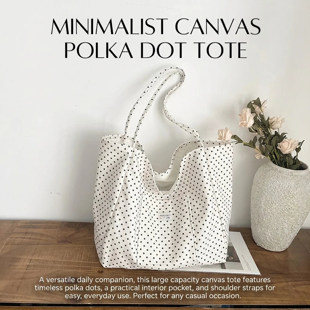 Women's Polka Dot Tote Bag Large Capacity Commuter Shoulder Handbag With Reinforced Bottom Peaceful Pleasures Health and Wellness