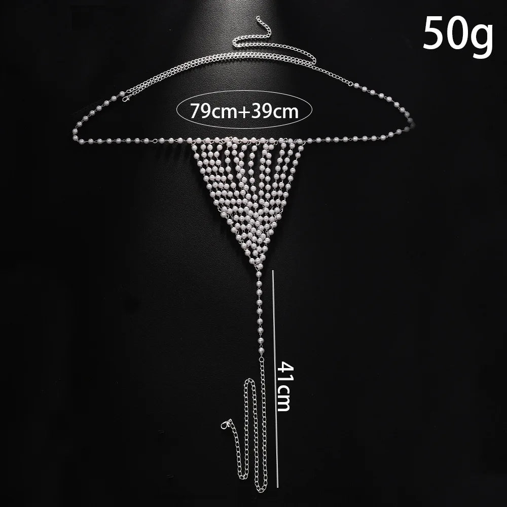 Pearl Heart Belly Chain – Double Row Crystal Waist Chain Women Body Chain Jewelry Peaceful Pleasures Health and Wellness