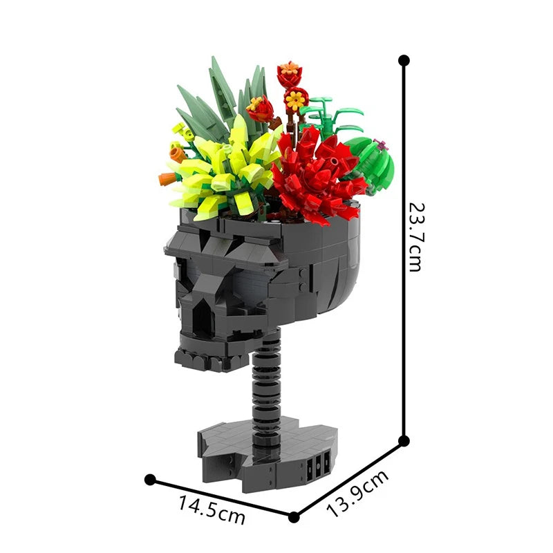 Gothic Skull Rose Bouquet MOC Building Blocks Set | Ages 14+
