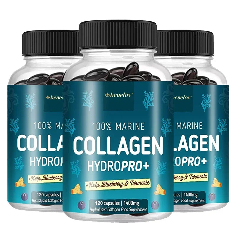 Hydrolyzed Marine Collagen - HYDROPRO supports skin and joint, hair and nail health nutritional supplement Peaceful Pleasures Health and Wellness 120 count-3 bottle