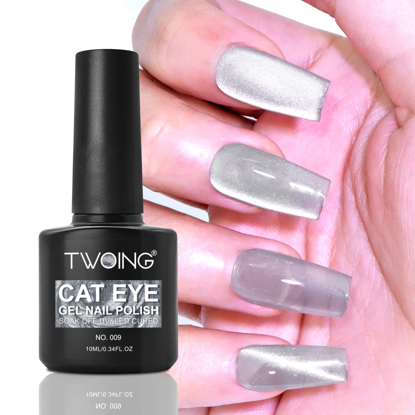 Silvery Cat Eye Gel Polish –Glossy Magnetic Gel Nail Polish with Holographic 9D Cat Eye Effect, Long-Lasting Soak Off UV LED Gel Peaceful Pleasures Health and Wellness C009
