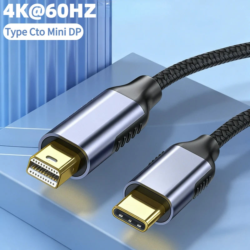 Type C to Mini DisplayPort Cable 4K@60Hz Video HD USB 3.1 to Mini DP 24K Gold-Plated Connector for iPhone MacBook Air Projectors Peaceful Pleasures Health and Wellness