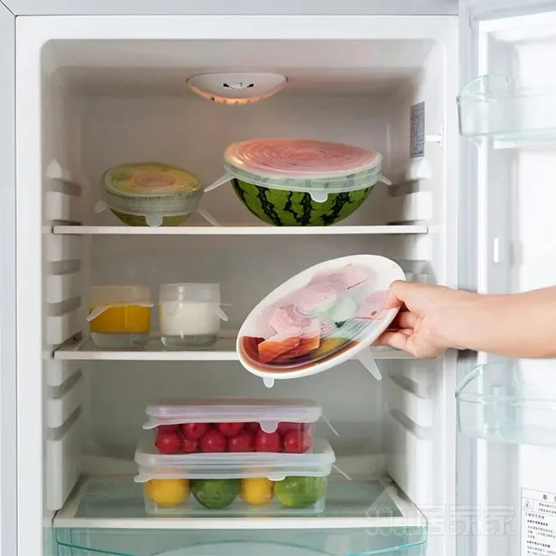 6-Pack Silicone Stretch Food Storage Lids | Microwave Safe