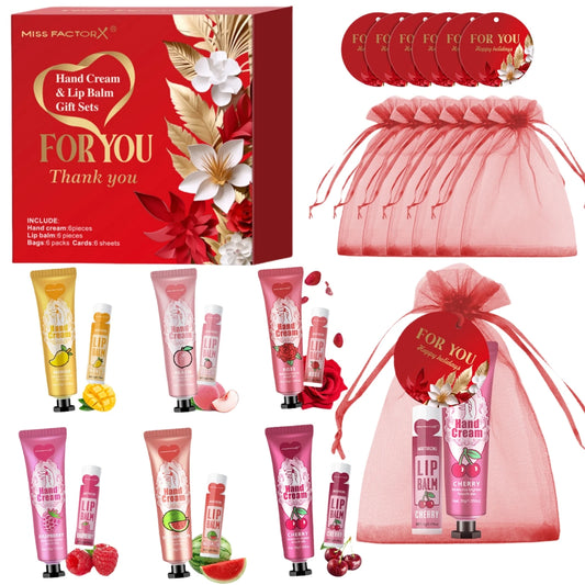 24PCS/box lip balm in bulk, hand cream in bulk thank you card and red gauze bag, wedding gift to guests, Christmas and New Year Peaceful Pleasures Health and Wellness