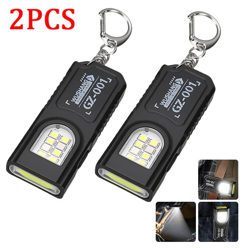 2-Pack Mini EDC Keychain Flashlight USB-C Rechargeable Magnetic