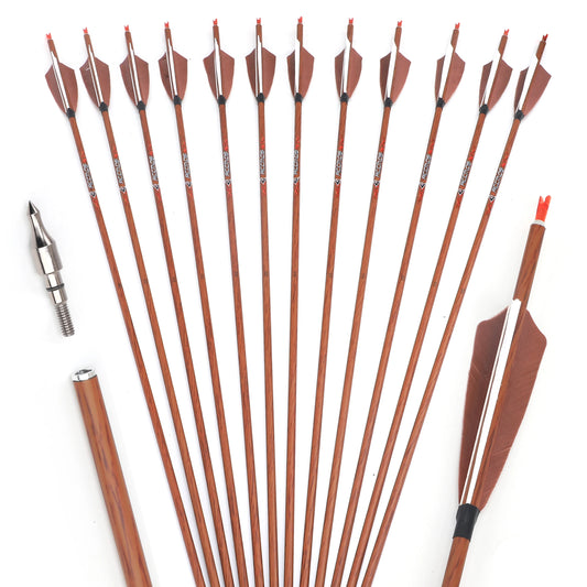 6 Wood Skin Carbon Arrows Spine 400 500 550 600 700 Real Feather Peaceful Pleasures Health and Wellness sp550 32in 12pc