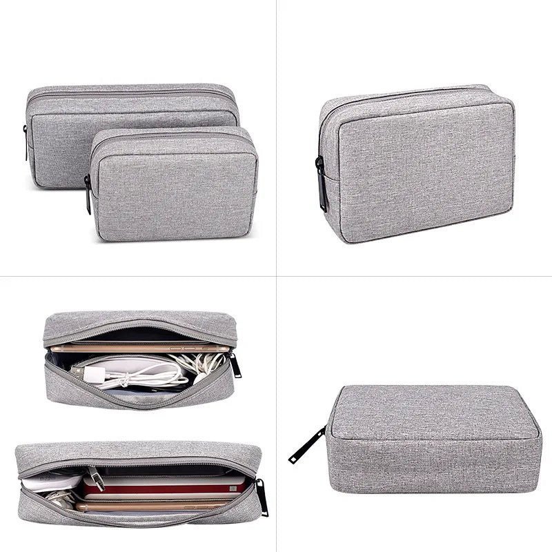 USB Cable Organizer Bag, Travel Essentials Pouch for Earphones Gadgets Storage, Digital Accessories & Makeup Case, Portable Peaceful Pleasures Health and Wellness