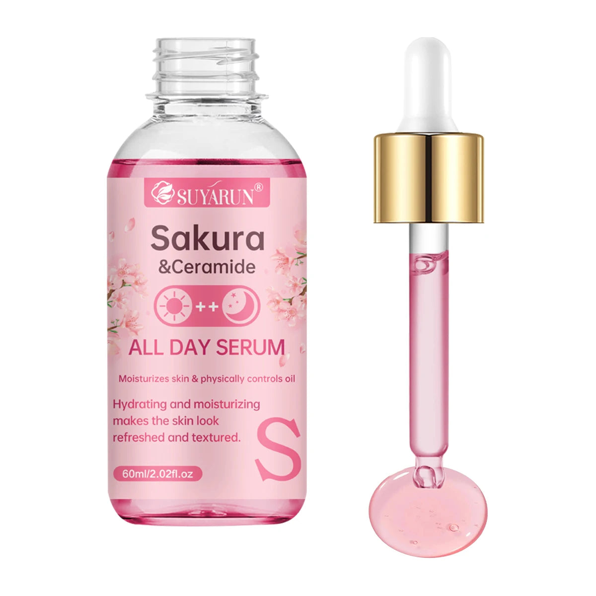 SUYARUN Sakura & Ceramide Essence Serum Anti-Aging Hydrating Facial Treatment for Glowing Skin. Peaceful Pleasures Health and Wellness 60ml