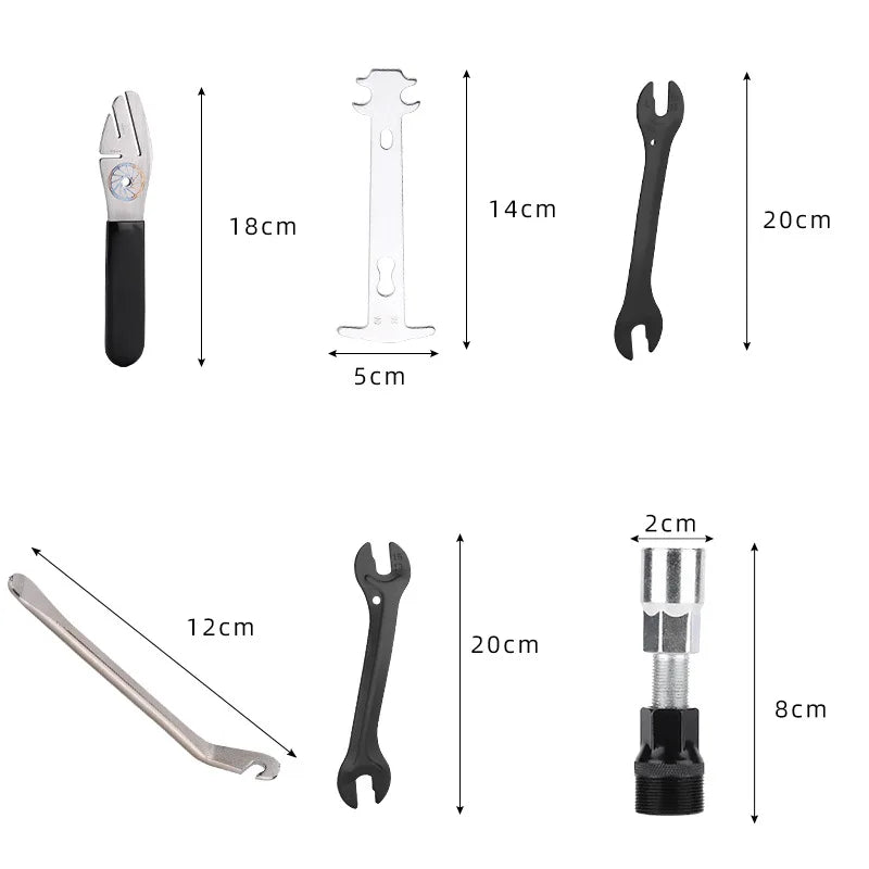 Bicycle Repair Tool Kits Chain Breaker Crank Puller hexagonal wrench spoke wrench bracket disc bike Removal Repair tool Peaceful Pleasures Health and Wellness