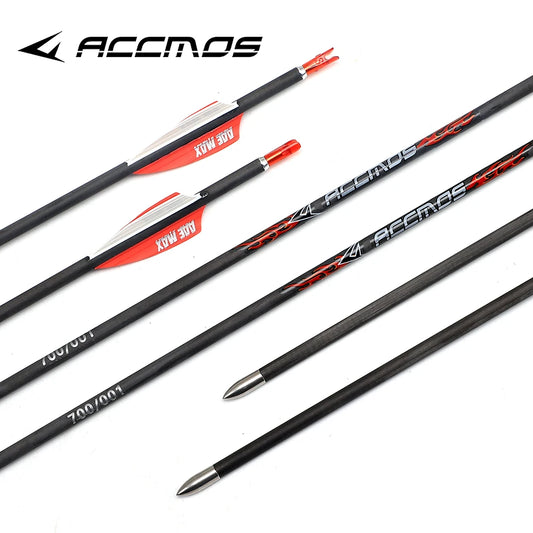 ACCMOS Arrow Pure Carbon Hunting Shooting Practice Archery Shaft Peaceful Pleasures Health and Wellness 12pcs sp1000