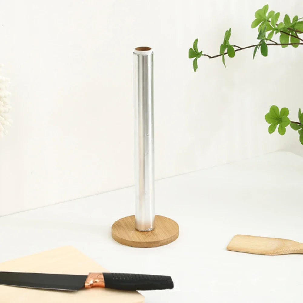 Bamboo Paper Towel Holder | Vertical Kitchen Organizer Stand