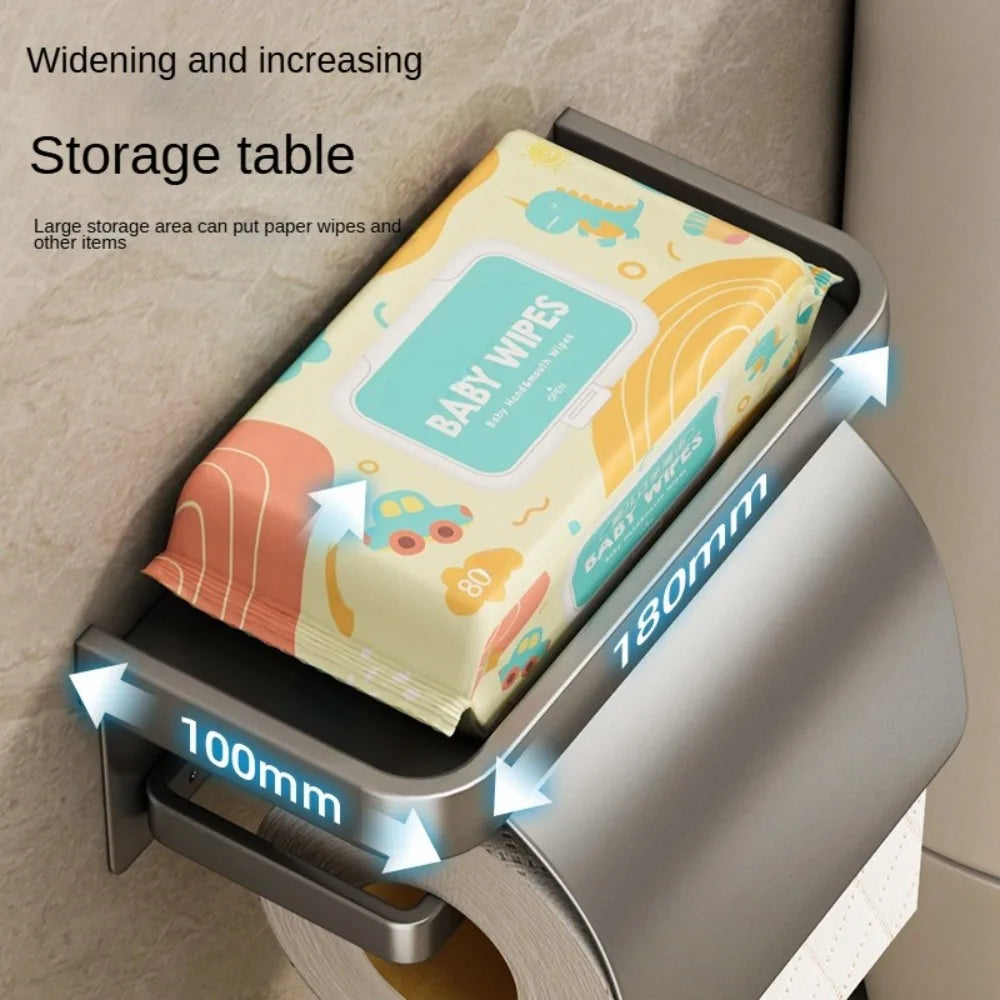 Self-Adhesive Toilet Paper Holder with Shelf | Wall Mount