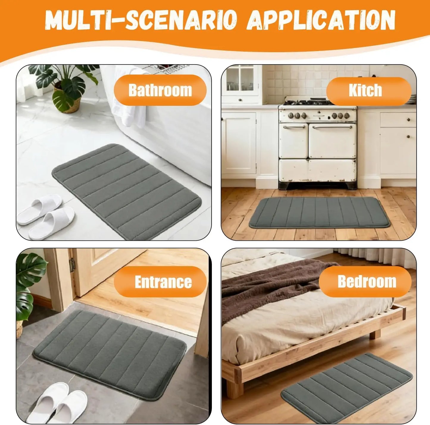 3Piece Non-Slip Bath Mat Set Memory Foam Bathroom Rugs Water Absorbent Shower Mat Machine Washable Toilet Mat for Bathroom Floor Peaceful Pleasures Health and Wellness