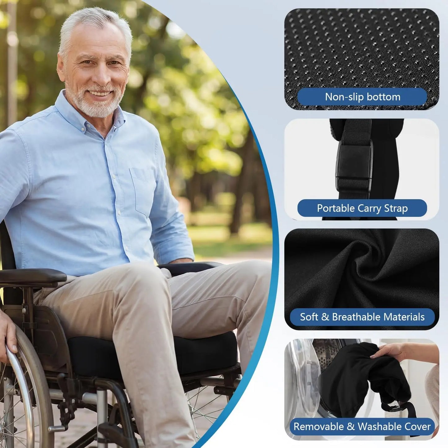 Ergonomic Wheelchair Cushion – T-Cutout for Sciatica & Pressure Relief Peaceful Pleasures Health and Wellness